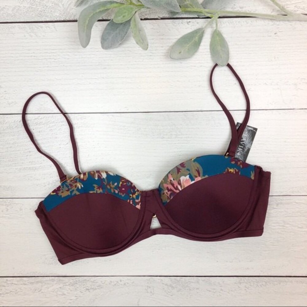NWT Tavik L Corsica Swim Bikini Top Merlot Underwire